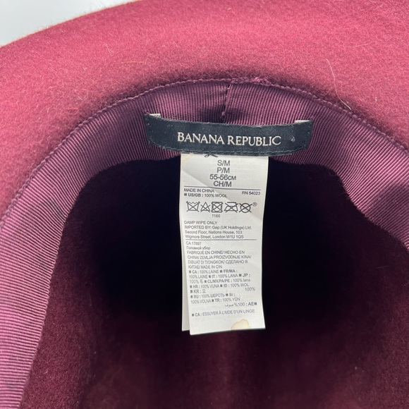 Banana Republic Burgundy Wool Fedora Winter Brim Hat Classic - Picture 9 of 12
